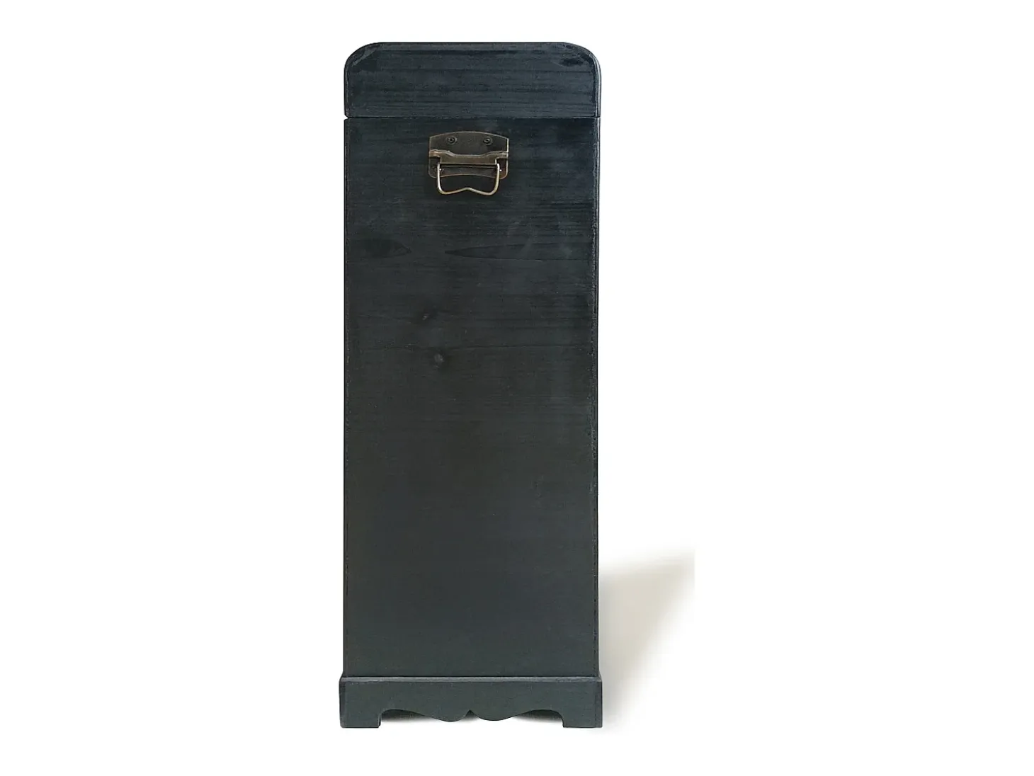 Botellero con cofre de madera de abeto y MDF, L.43 x A.100 cm, Negro, CAVINA