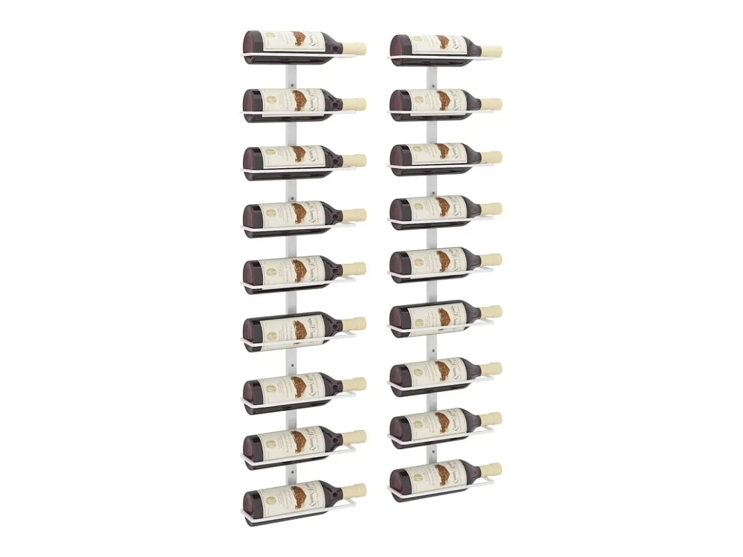 Botellero de pared para 9 botellas 2 unidades hierro blanco ES833479