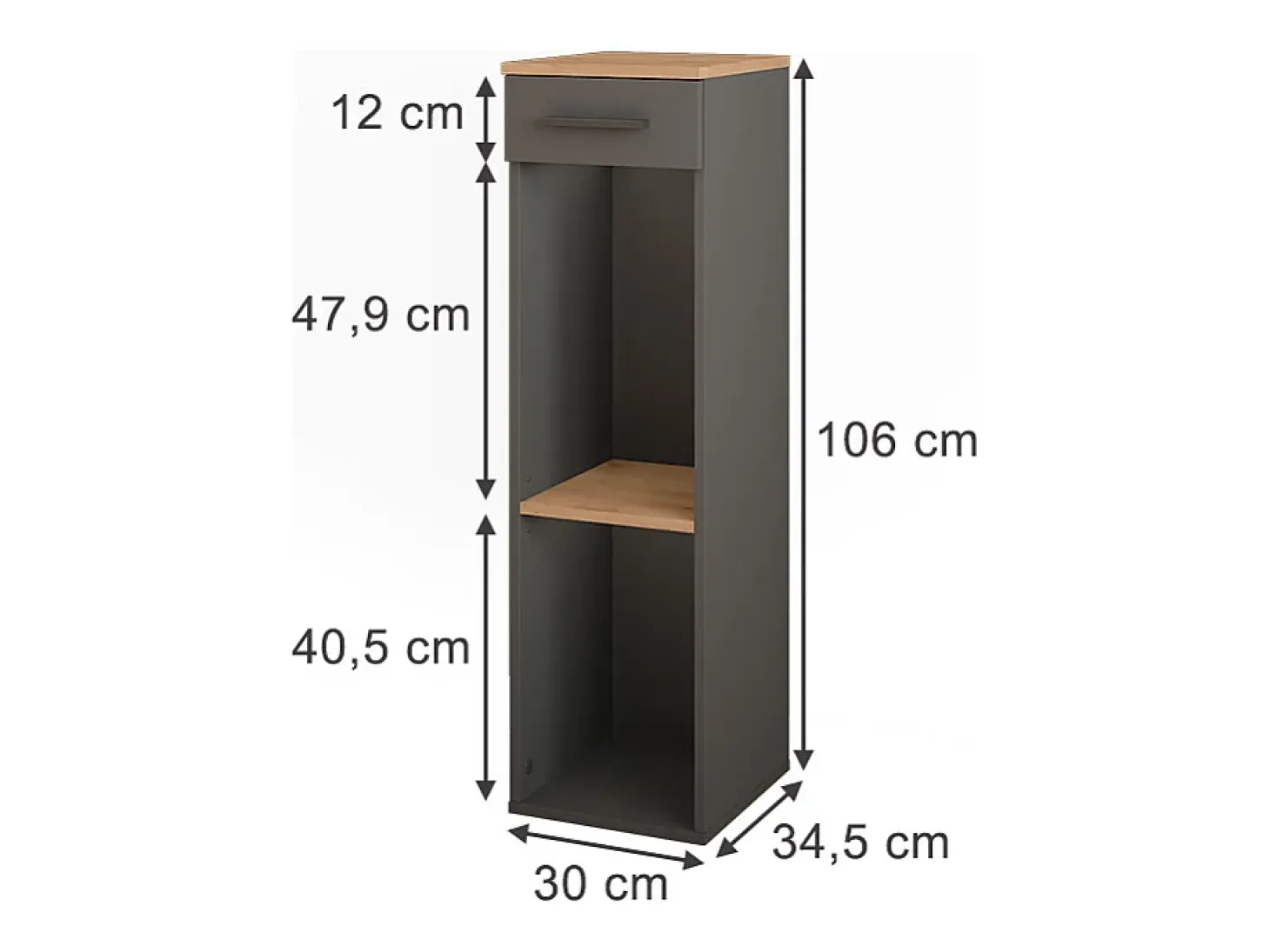 Botellero oro power roble/antracita 30x34.5x106 repose
