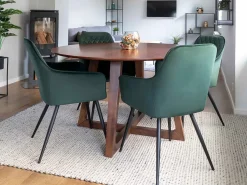 BRAKO eettafel Ø137 cm – Natuurlijk walnotenfineer