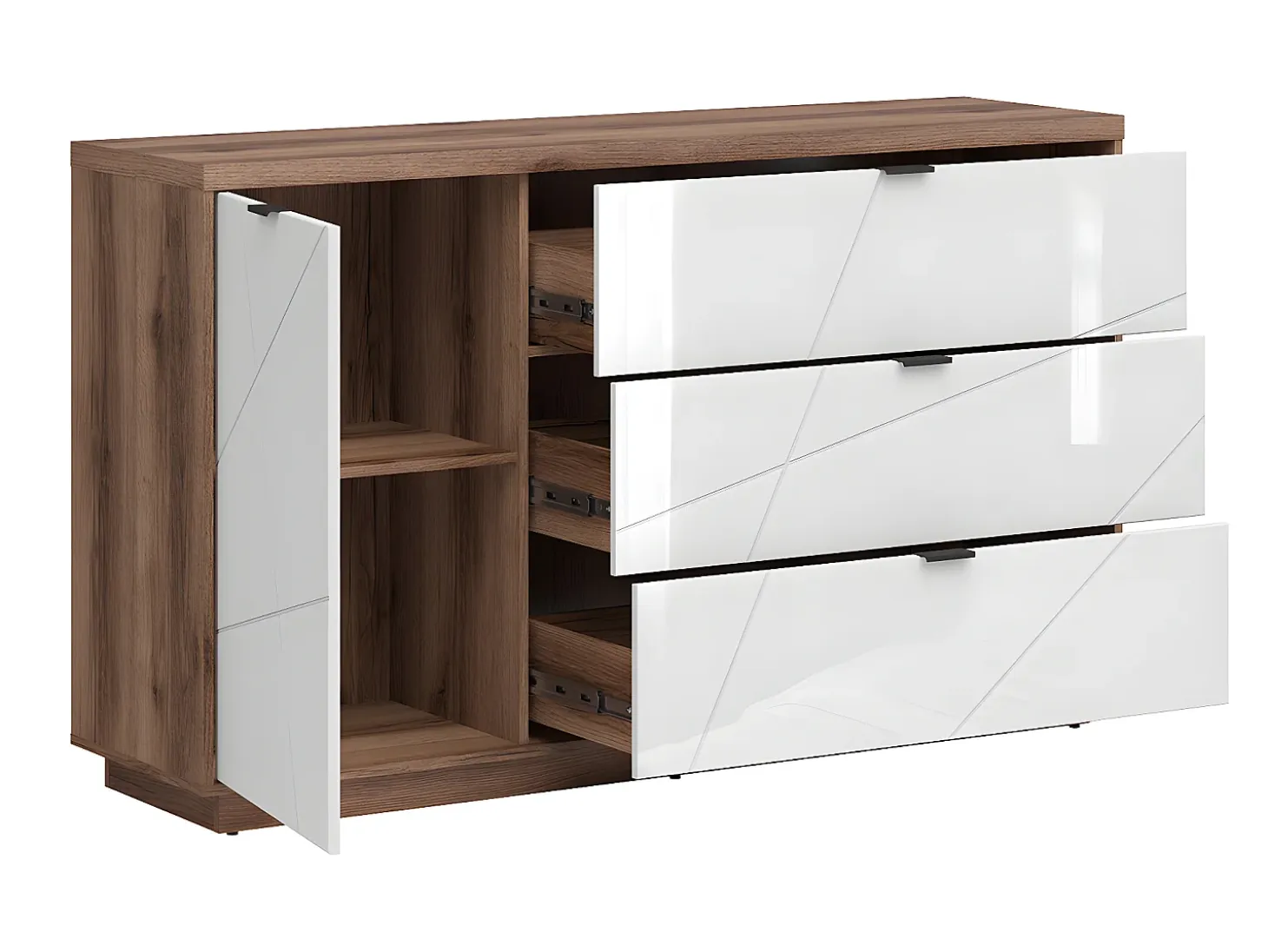 Bufé 3 cajones 1 puerta Sven Blanco y Madera