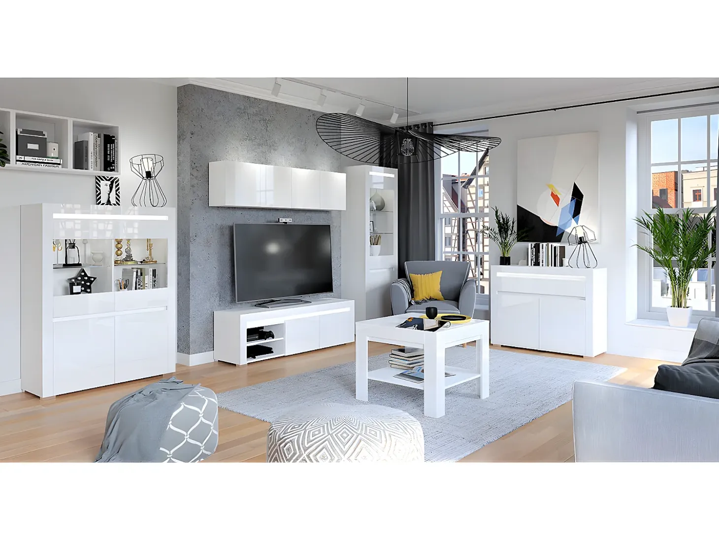 Bufé 2 puertas 1 cajón con LED Kasla Blanco
