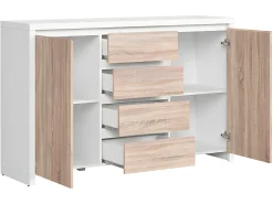 Bufé 2 puertas 4 cajones Soren Blanco y Madera