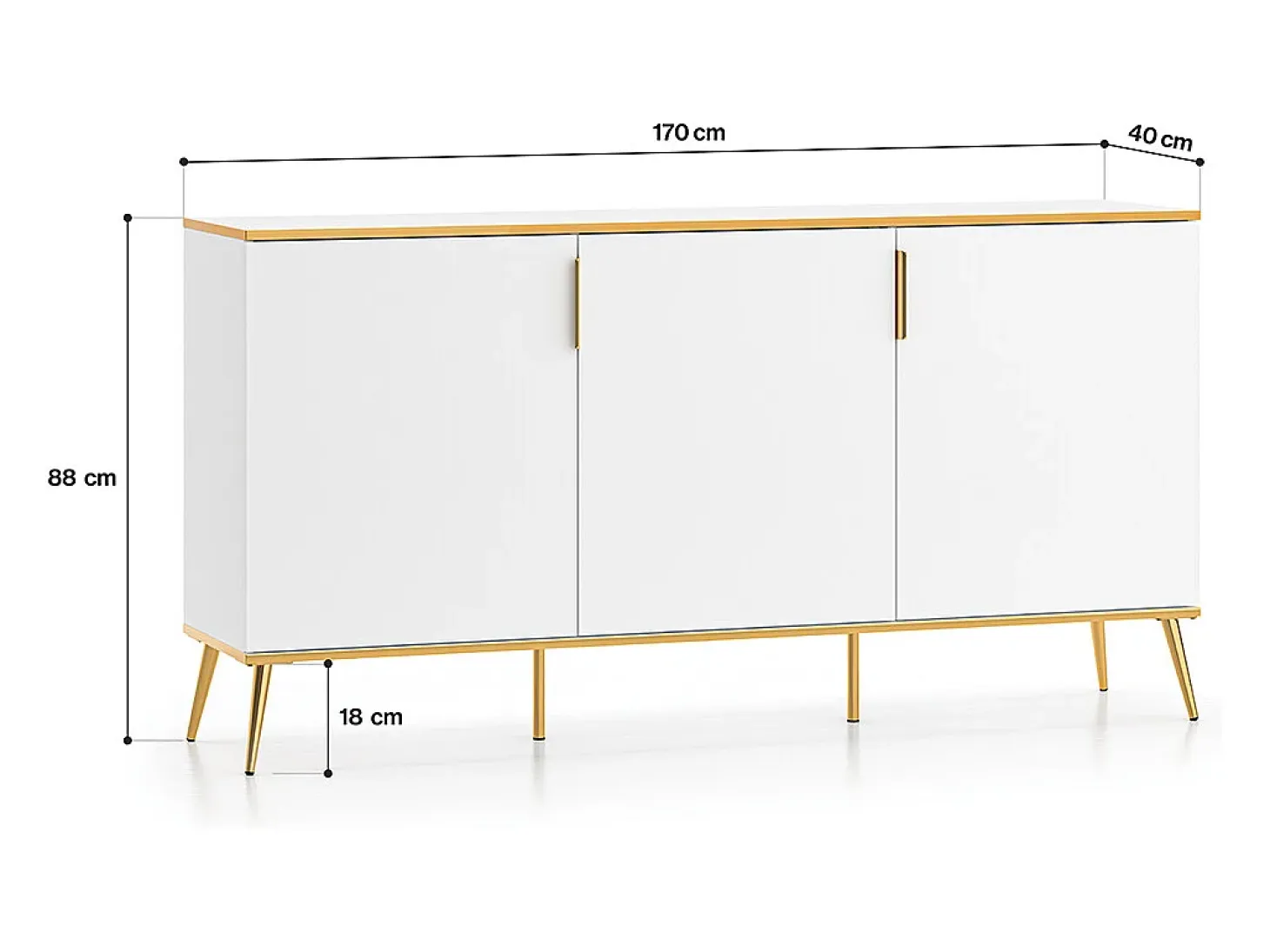 Bufé 3 puertas Zora Blanco y Dorado