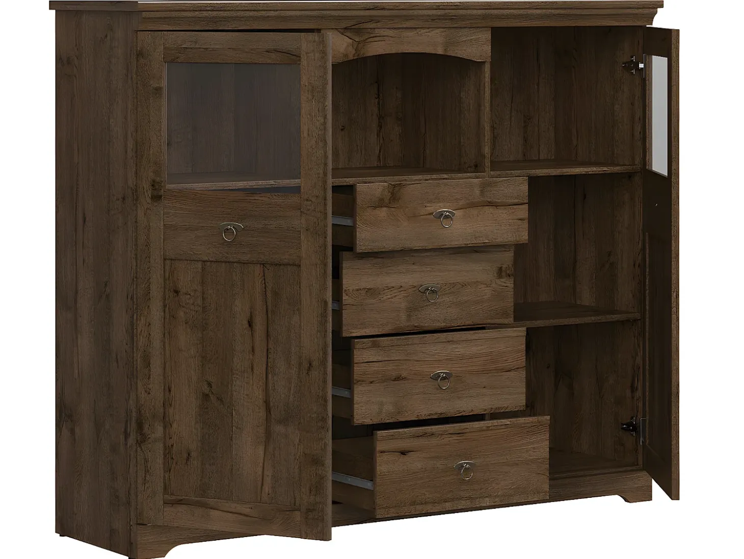 Bufé con vidrio 2 puertas 4 cajones Noé Madera