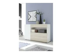 Buffet 1 cajón y 2 puertas – Colección KALO – Blanco y Roble claro – Elegancia y practicidad