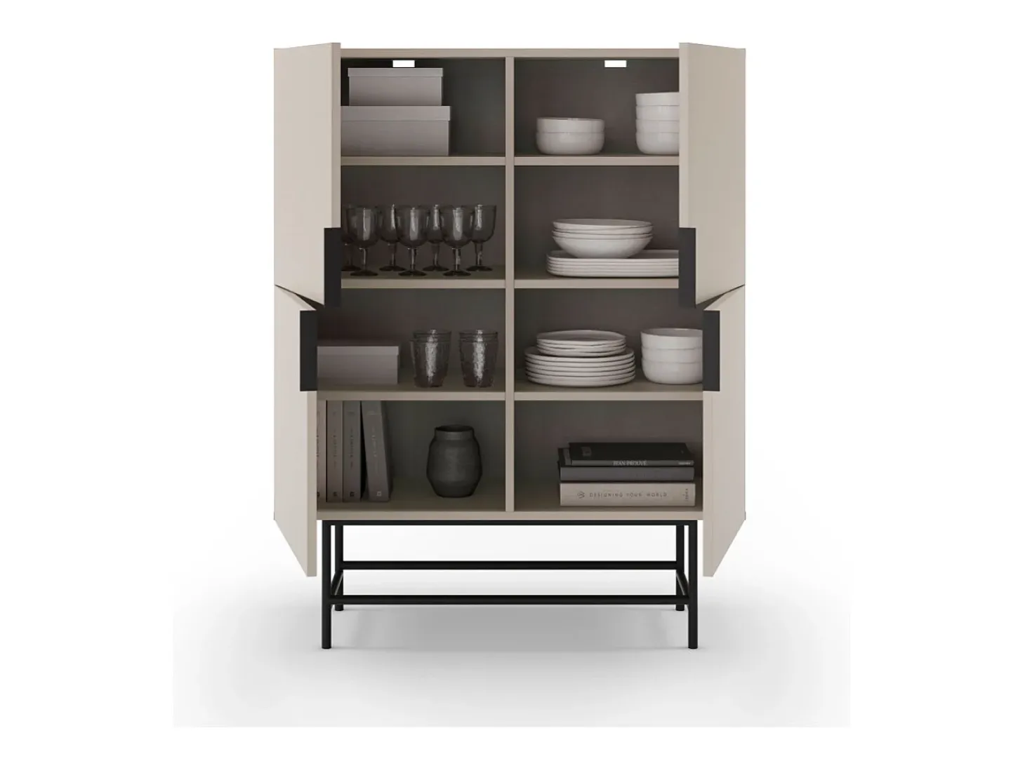Buffet 4 portes beige 100 cm - Clea