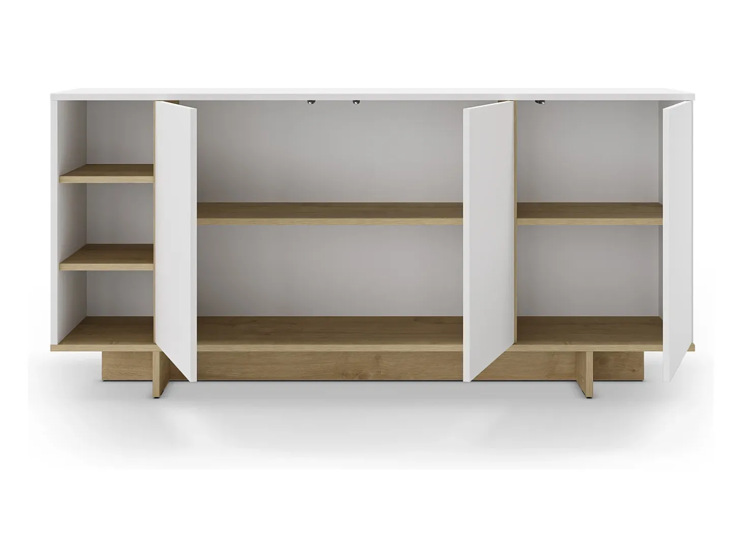 Buffet 3 portes blanc et décor chêne 170 cm - Alicia