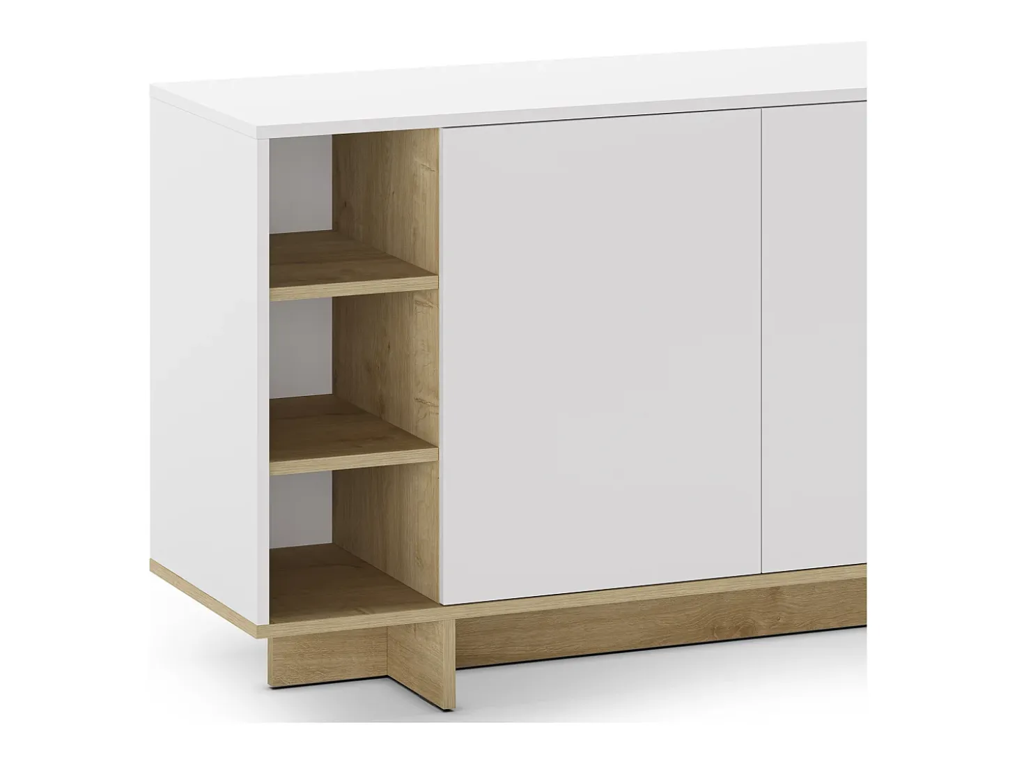Buffet 3 portes blanc et décor chêne 170 cm - Alicia