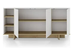 Buffet 3 portes blanc et décor chêne 170 cm - Alicia