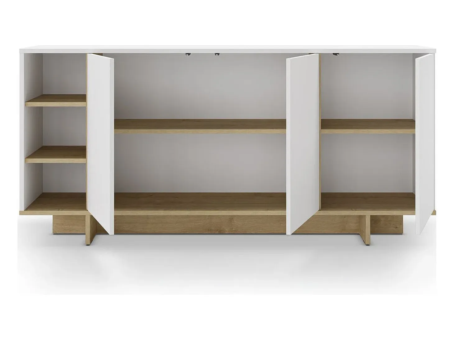 Buffet 3 portes blanc et décor chêne 170 cm - Alicia