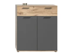 Buffet 2 puertas y 1 cajón – Gris antracita y roble claro – SELMA