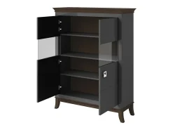 Buffet alto de diseño con 2 puertas para salón en color gris y roble oscuro, colección PALACE.