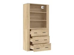 Buffet aparador cómoda armario mueble organizador cocina salón salón alto madera contrachapada sonoma marrón 02_0034214