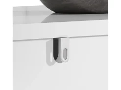 Buffet blanco con diseño geométrico, poignées y pieds dorés, MDF, (152x40x75 cm)