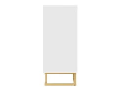 Buffet blanco con diseño geométrico, poignées y pieds dorés, MDF, (152x40x75 cm)