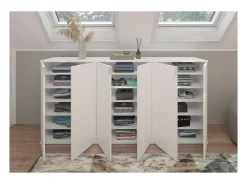 Buffet BODITE – 6 puertas – Blanco lacado – Gran mueble de almacenamiento