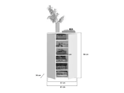 Buffet BODITE – 6 puertas – Blanco lacado – Gran mueble de almacenamiento