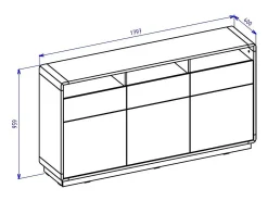 Buffet 180cm colección VILLA. Color roble y negro. LED integrados.