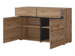 Buffet 120cm coloris chêne et noir collection HAVANA. Aparador de diseño con 2 puertas y 2 cajones.