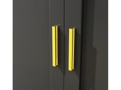 Buffet de cocina 130x45x180cm - 4 puertas + 1 cajón + 5 estantes - mueble alto - con iluminación LED - Estilo retro - Negro
