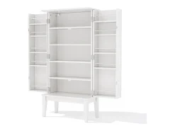 Buffet de cocina 59x30x120cm - 2 puertas de almacenamiento con estantes - estilo retro - Blanco