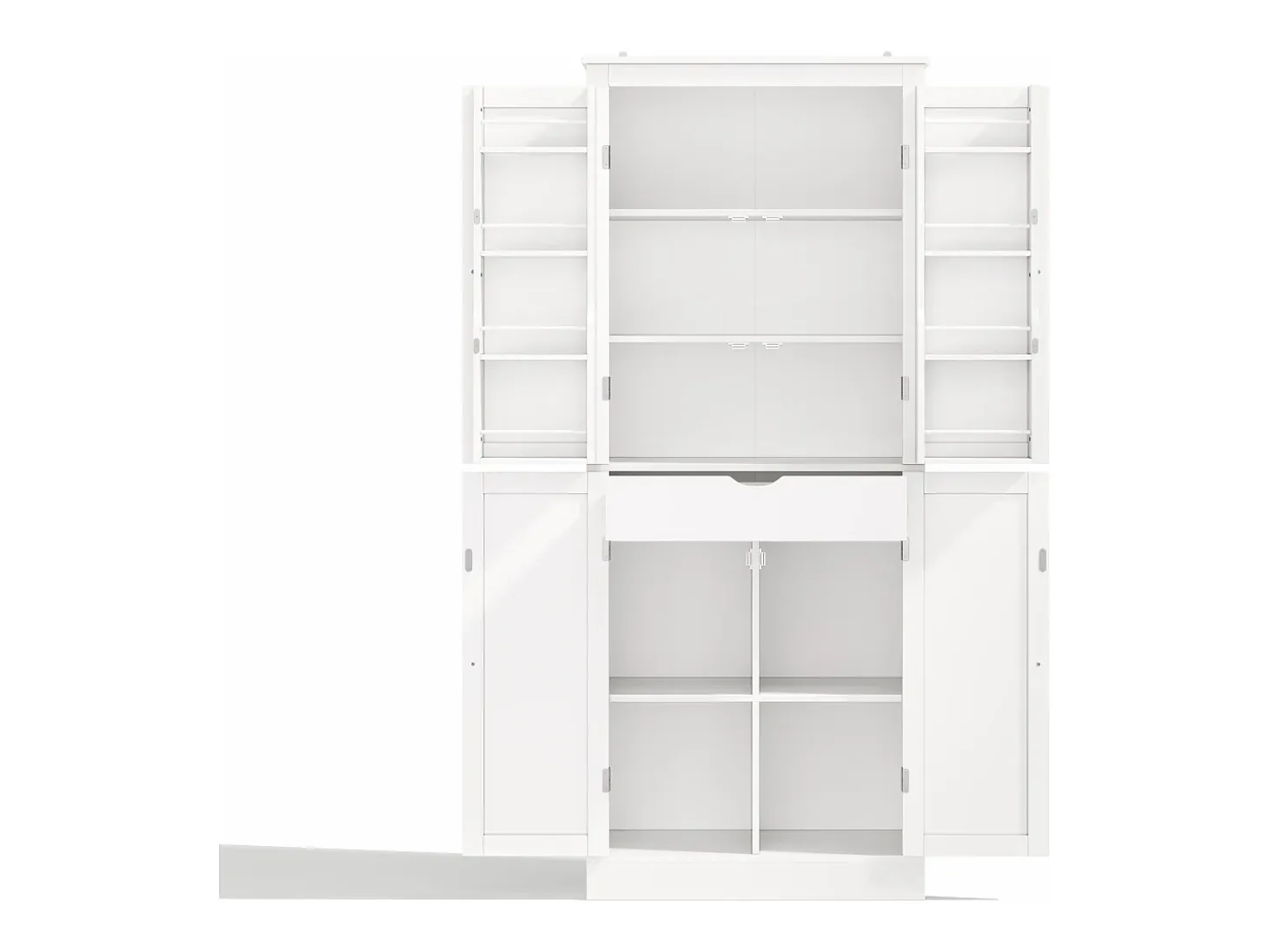 Buffet de cocina 75x40x180cm - 2 puertas de almacenamiento con estantes - 1 cajón y compartimento de almacenamiento - Blanco