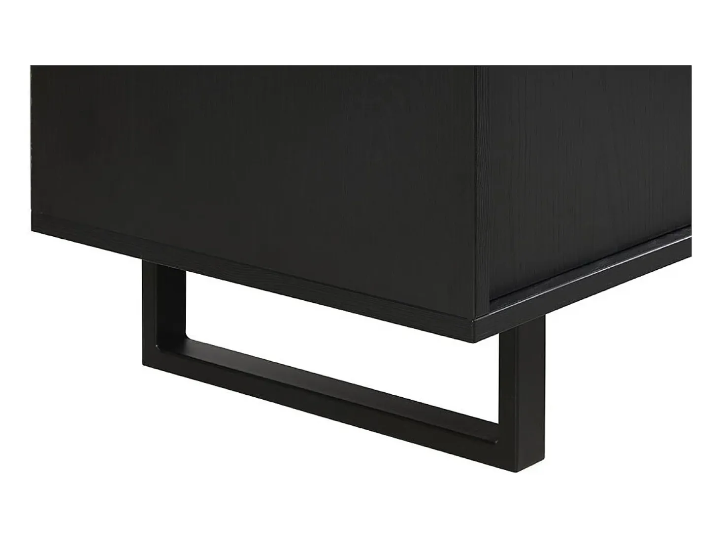 Buffet de diseño de 220cm con 2 puertas y 3 cajones para salón de color negro y roble colección LOFT con patas de metal.