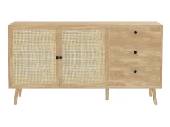 Buffet de Ratán Natural con 3 Cajones y 2 Puertas - 150x39x79 cm - Elegante Almacenamiento para Salón.