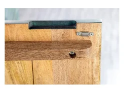 Buffet LUMBER 180 cm – Madera tallada turquesa y dorada, estilo diseño contemporáneo