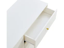 Buffet moderno 120x40x78 cm - 6 cajones - Patas de metal - MDF - Blanco