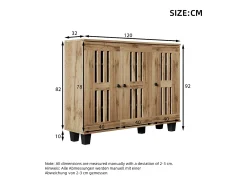 Buffet moderno 120x32x92 cm - 3 puertas y 8 compartimentos de almacenamiento - Estilo escandinavo - Natural