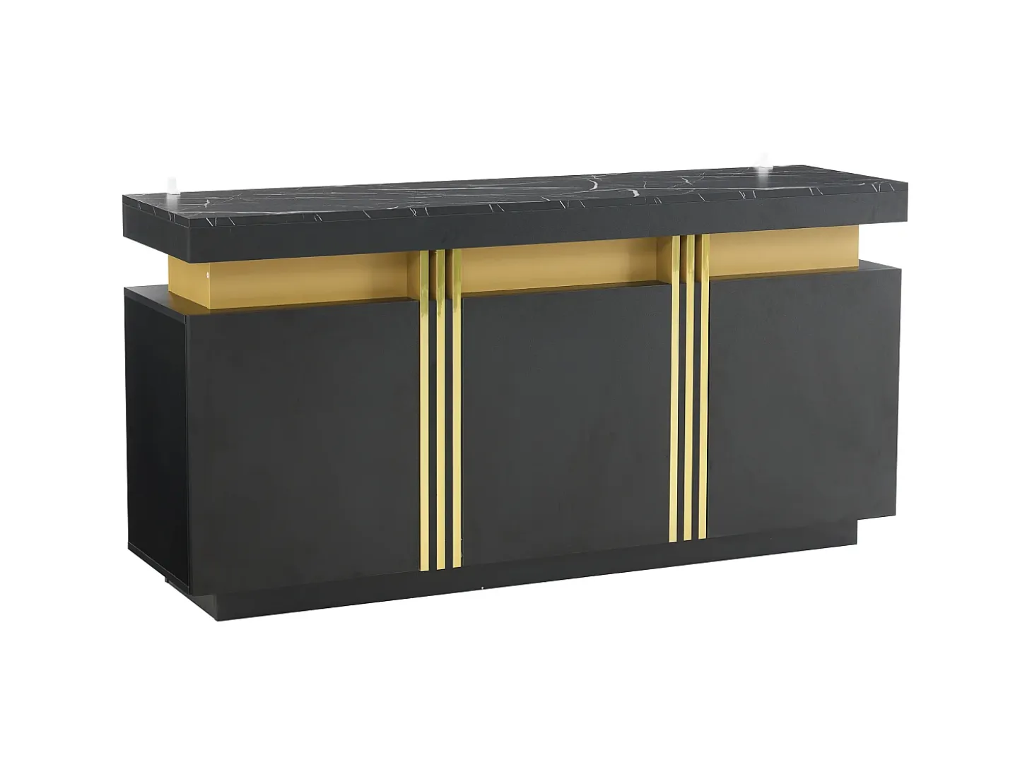 Buffet moderno 140x38x70 cm - 3 puertas - Estantes ajustables - negro
