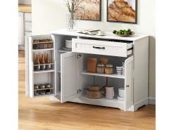Buffet moderno 107x40x83.4cm - con 3 puertas y 1 cajón - con estantes ajustables - Blanco