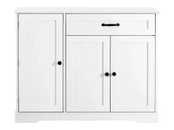 Buffet moderno 107x40x83.4cm - con 3 puertas y 1 cajón - con estantes ajustables - Blanco