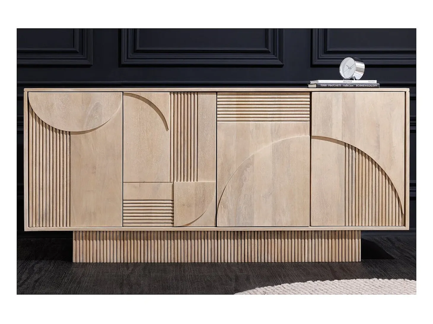 Buffet ORINO 170 cm – Madera maciza de mango blanqueado – Estilo Art Déco