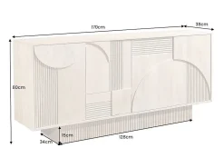 Buffet ORINO 170 cm – Madera maciza de mango blanqueado – Estilo Art Déco