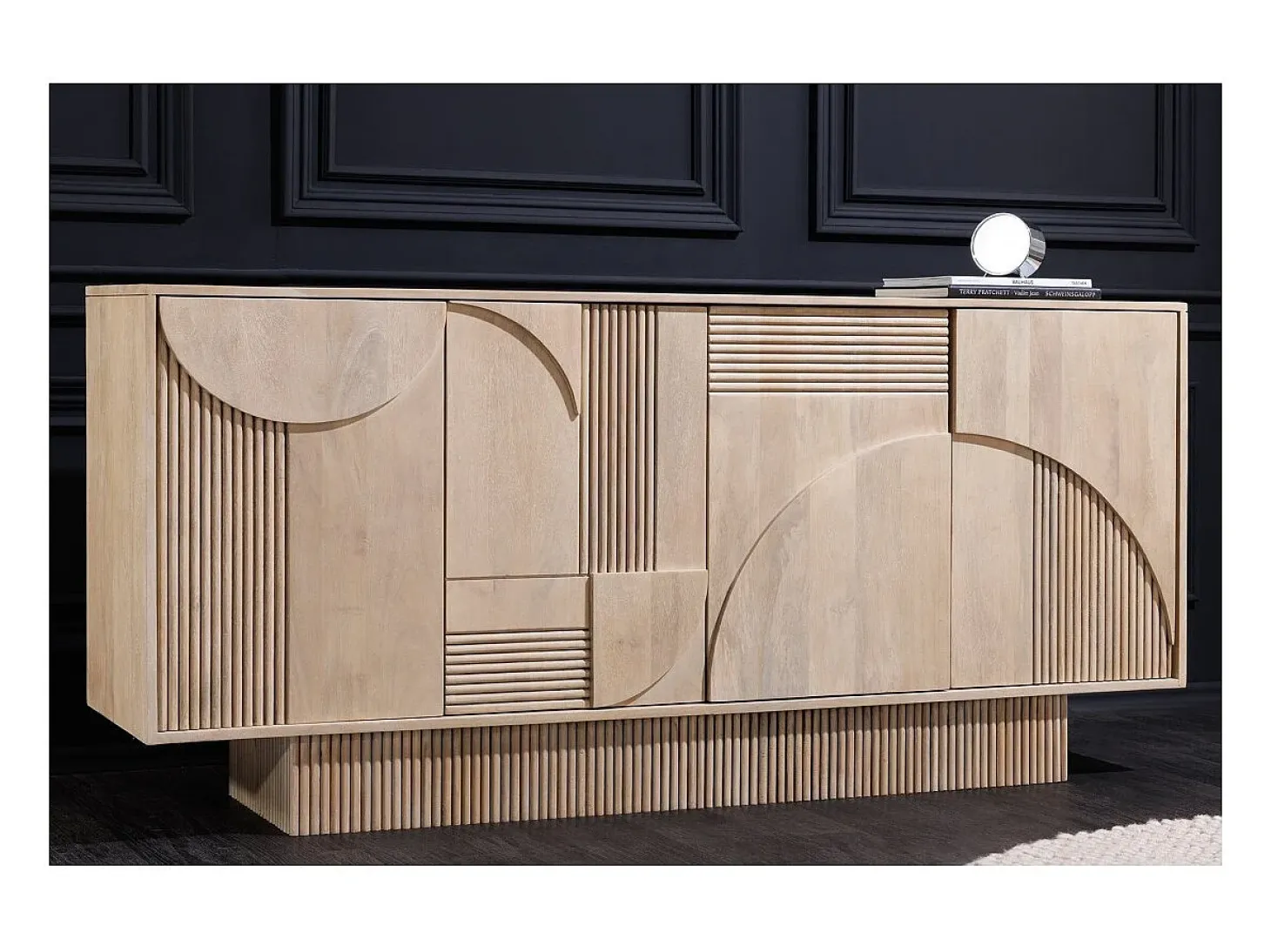 Buffet ORINO 170 cm – Madera maciza de mango blanqueado – Estilo Art Déco