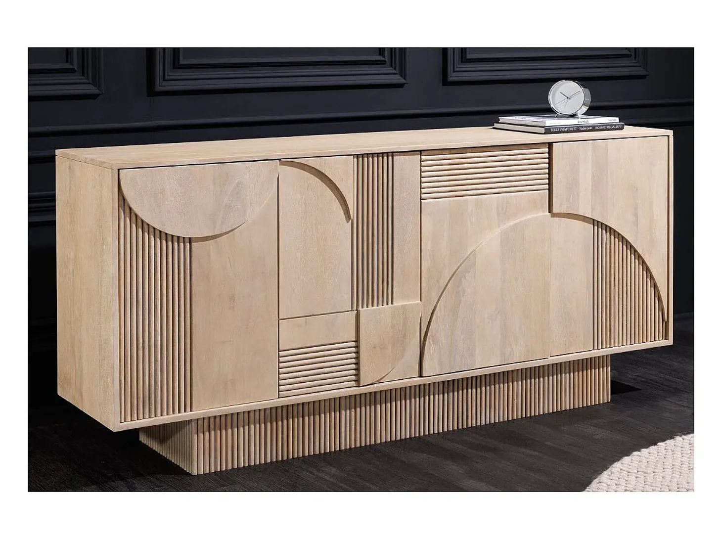 Buffet ORINO 170 cm – Madera maciza de mango blanqueado – Estilo Art Déco
