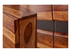 Buffet ORKAN 150 cm – Madera maciza de Sesham y metal negro – 3 puertas diseño industrial