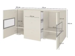 Buffet RAMOS – Gris efecto concreto y negro – LED multicolores incluidos – 2 puertas de vidrio + 3 cajones
