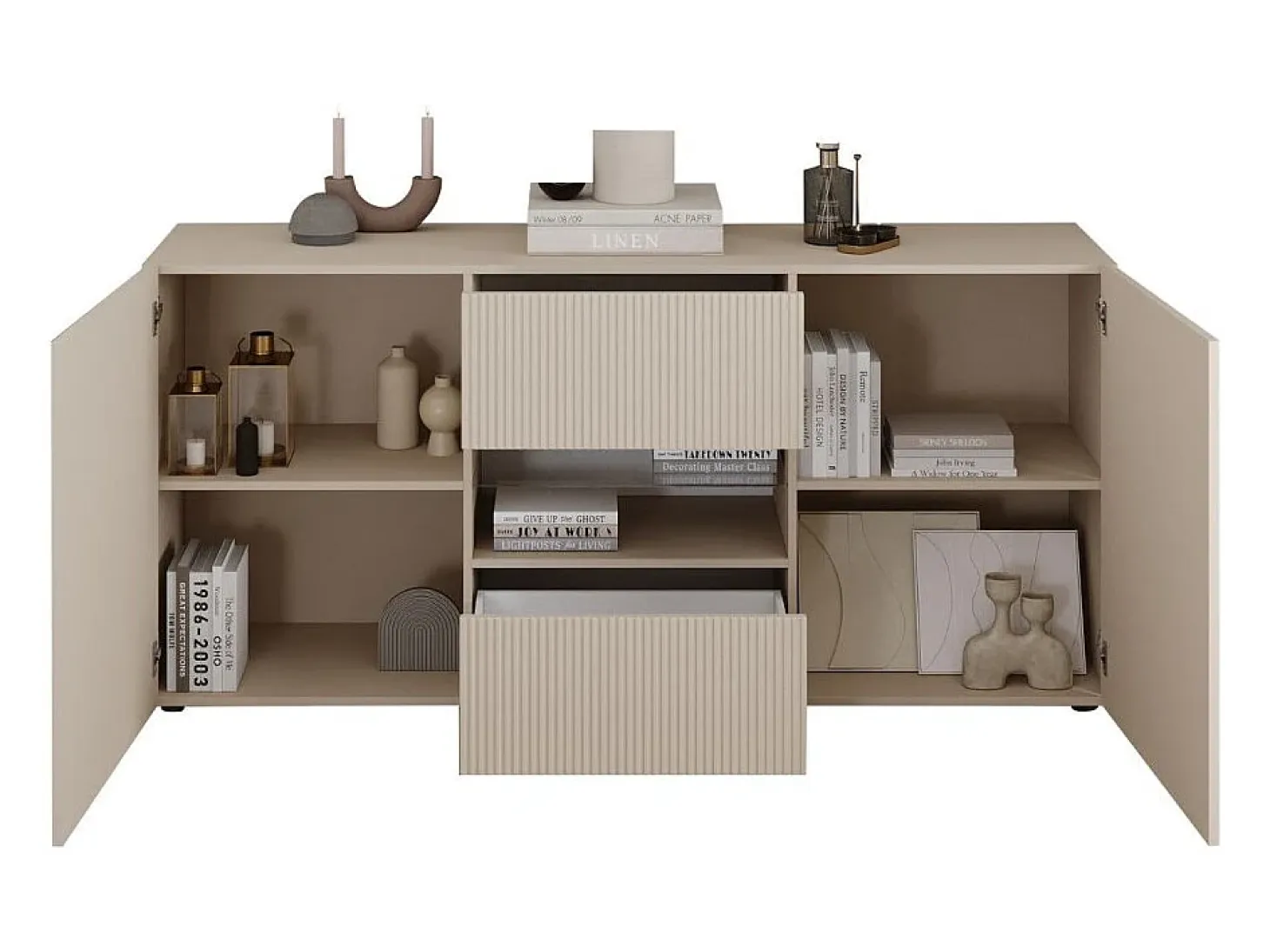 Buffet SCENA – L181 x H84 x P42 cm – 2 puertas + 2 cajones + nicho – Color Cachemira