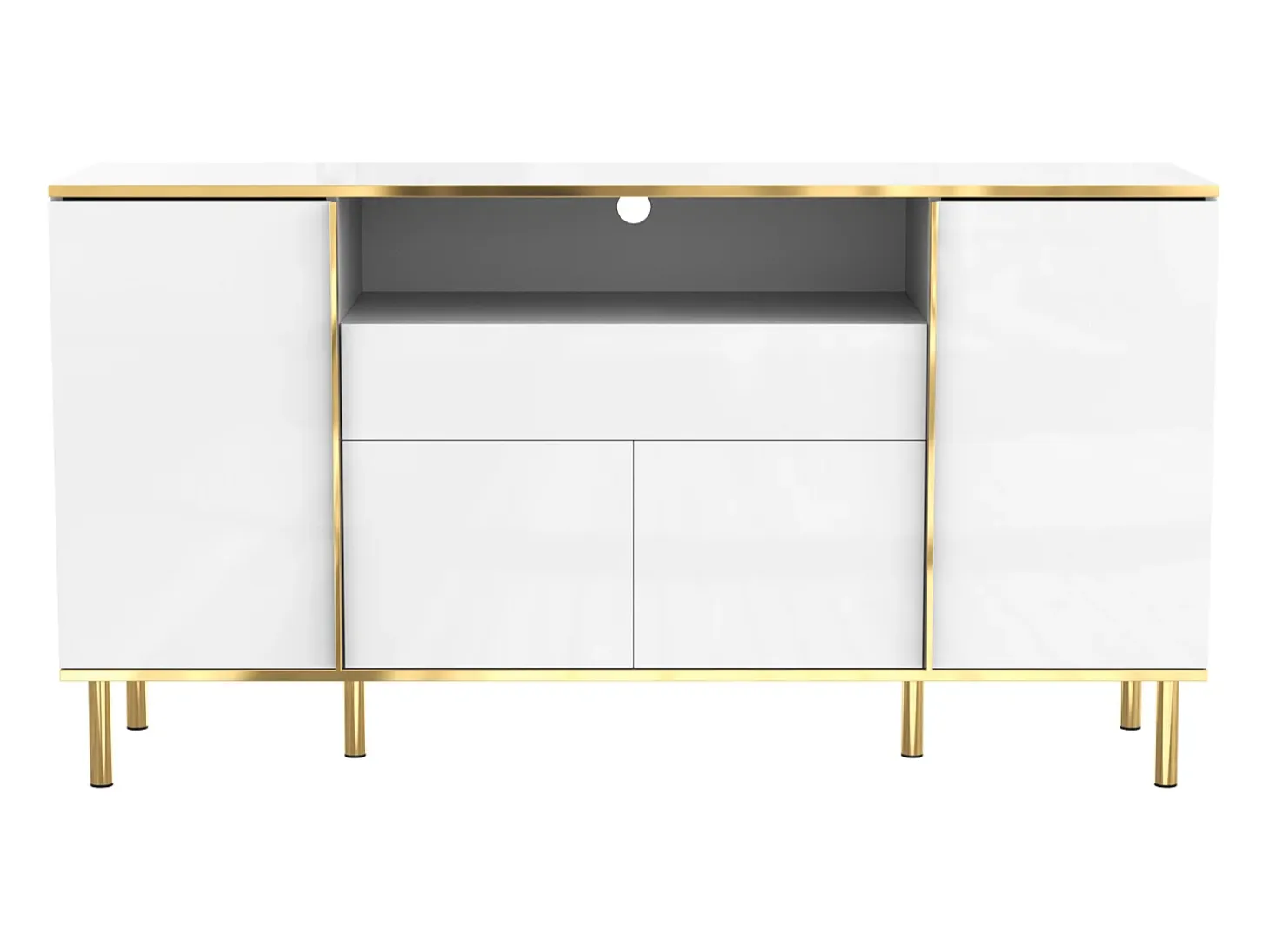 Buffet 150x40x80 cm - con 1 cajón - con 4 puertas - blanco