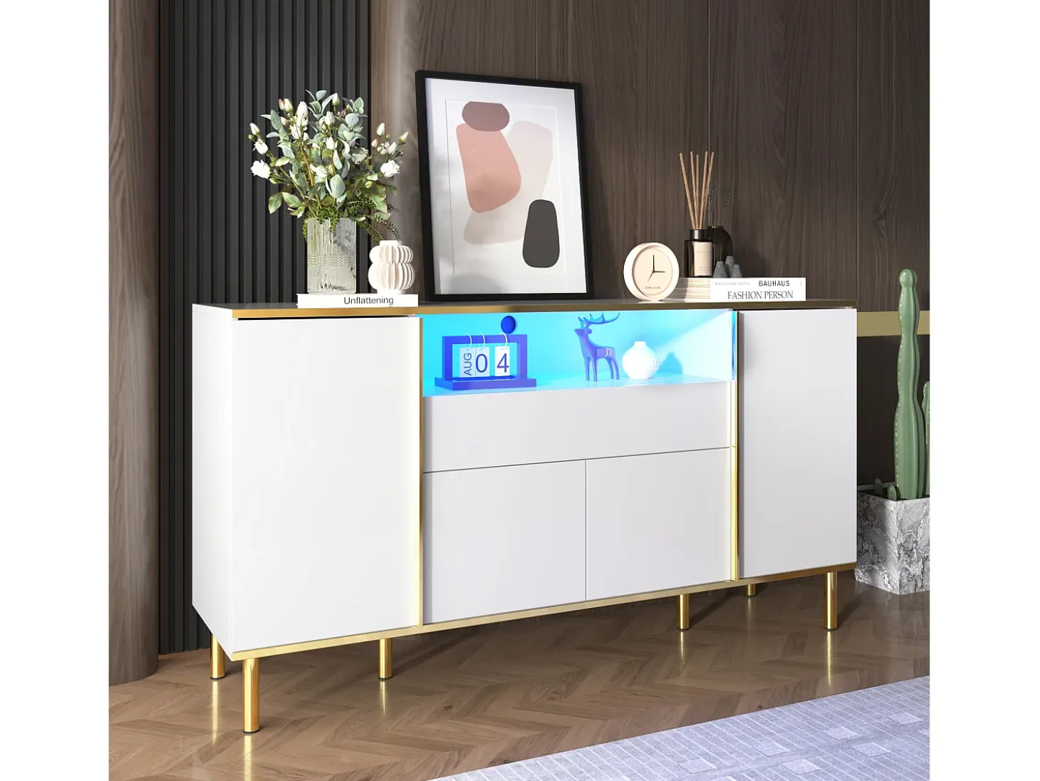 Buffet 150x40x80 cm - con 1 cajón - con 4 puertas - blanco