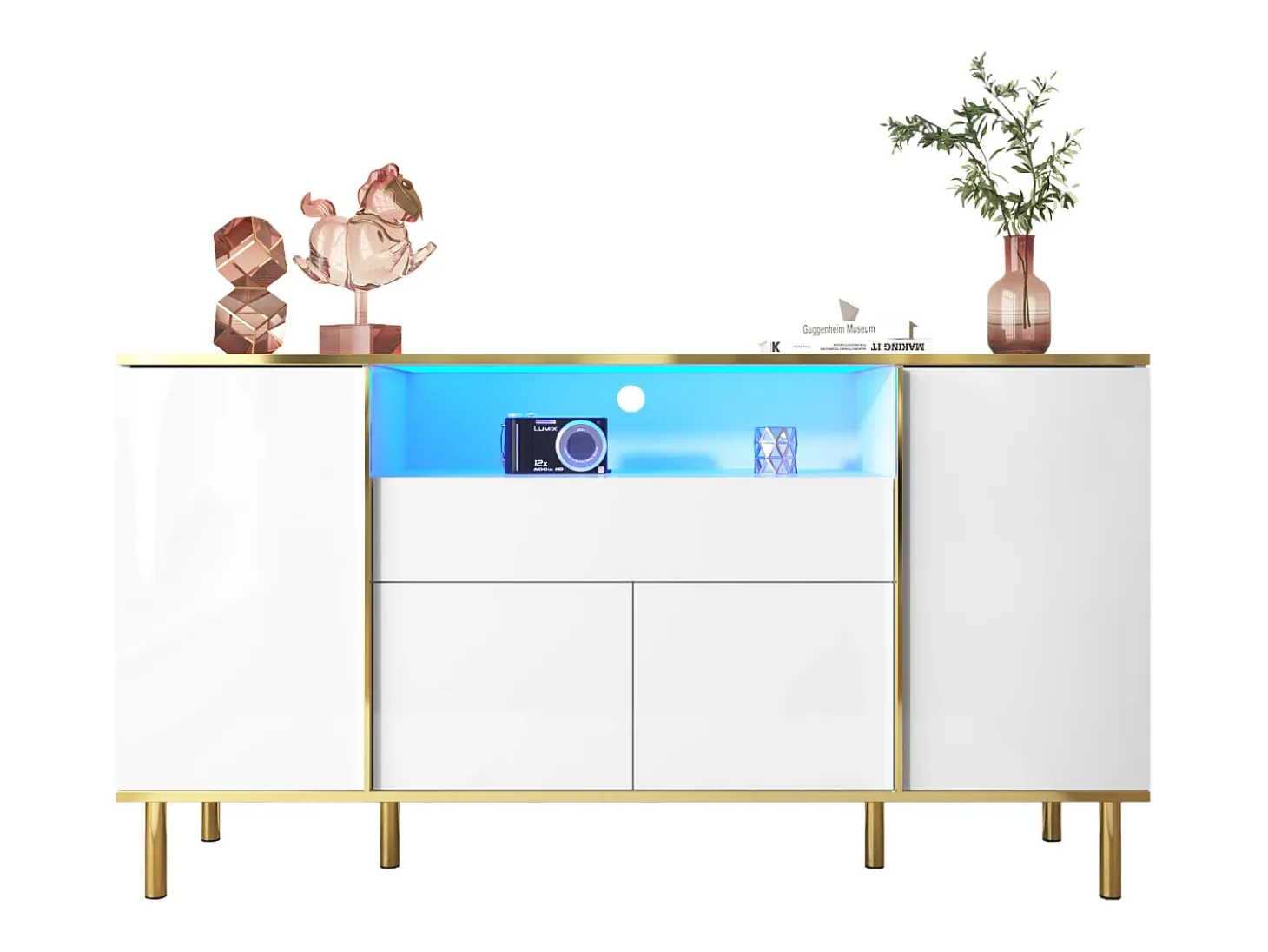 Buffet 150x40x80 cm - con 1 cajón - con 4 puertas - blanco