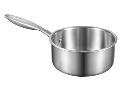 Cacerola SucceBuy en Acero Inoxidable 1,4 L, Cacerola con Tapa de Vidrio Y Mango Ergonomico, Antiadherente, Lavable en Lavavajillas, Utensilio de Cocina