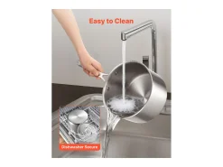Cacerola SucceBuy en Acero Inoxidable 3,8 L, Cacerola con Tapa de Vidrio Y Mango Ergonomico, Antiadherente, Lavable en Lavavajillas, Utensilio de Cocina