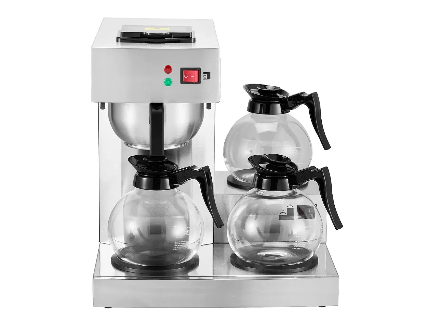 Cafetera de Filtro SucceBuy Comercial 12 Tazas con 3 Jarras y 3 Placas Calefactoras, Toma de Agua Automática para Restaurante, Oficina, Cafetería