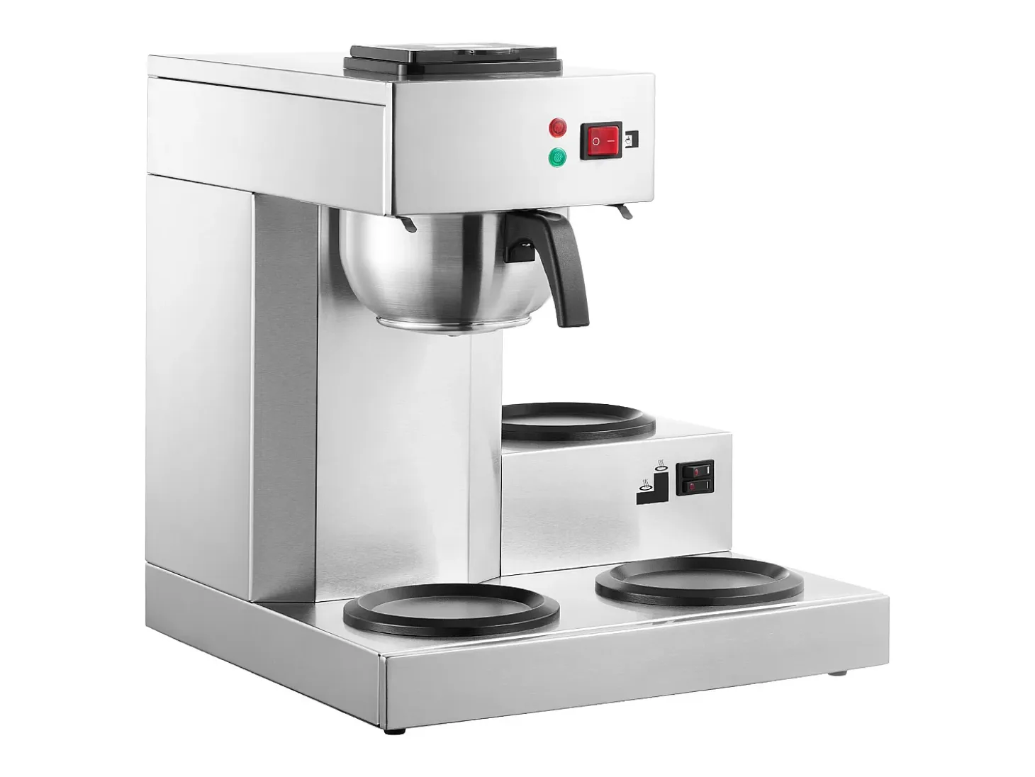 Cafetera de Filtro SucceBuy Comercial 12 Tazas con 3 Jarras y 3 Placas Calefactoras, Toma de Agua Automática para Restaurante, Oficina, Cafetería