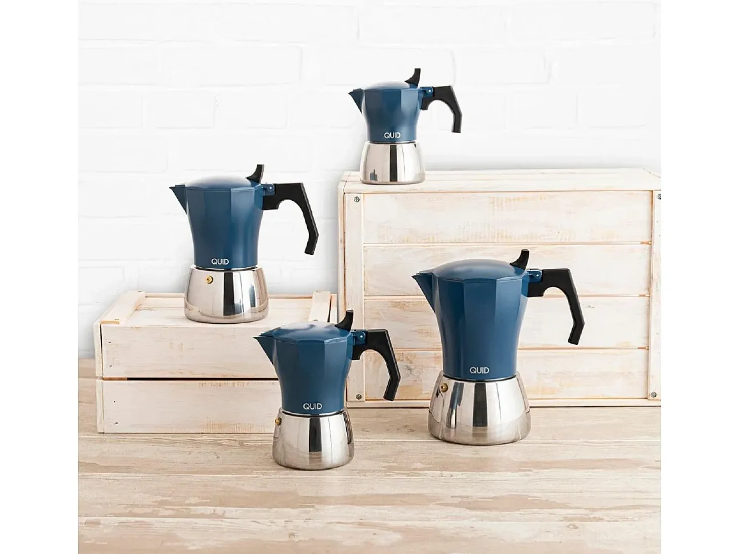 Cafetera italiana Baltic Quid 3 tazas aluminio + acero azul